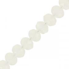 Faceted glass rondelle beads 4x3mm White pearl shine coating